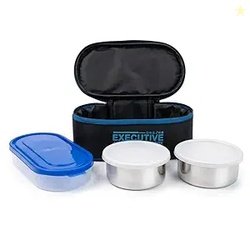 Zaib Stainless Steel Lunch Box for Kids with Insulated Carry Bag | 3 C