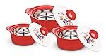 Asian Inner Steel Casserole Gift Set of 3,| PU Insulated | BPA Free |Easy to Store | Ideal for Chapatti |Serving Casserole Red.