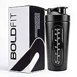 Boldfit Stainless Steel Protein Shaker Bottle 750ml with Glass Window, Leakproof Metal Shaker for Gym with Blender Ball, BPA-Free, Odor-Resistant, Heavy-Duty Mixer for Pre & Post Workout Supplements