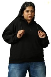 High Star Women Solid Cotton Regular Fit Hood Long Sleeve Casual Sweat