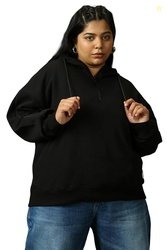 High Star Women Solid Cotton Regular Fit Hood Long Sleeve Sweatshirts