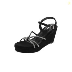 Mochi Women's Black Elegant Wedge Heel Sandals UK/3 EU/36(35-2363)