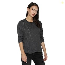 Solid Women's Sweatshirt (AZW17_HCRZ_W_PLN_CH_AZ_L) Charcoal