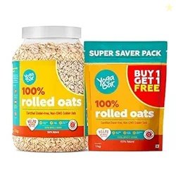 Yogabar 100% Rolled Oats 2kg Combo, 1kg Jar + 1kg Pouch | Gluten-Free,