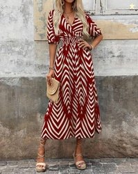 Nautiful Chevron Cotton Blend Stitched Flared/A-line Gown