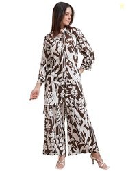 Vishudh Women Regular Fit SHIRT COLLAR CO-ORD SET VPCS000073 Brown 2XL