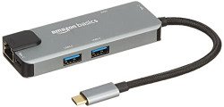 Amazon Basics 6-in-1 USB C Hub Multiport Adapter with LAN Port/HDMI/Ty