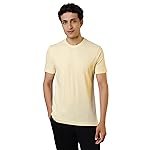 Men Half Sleeve Regular Fit Solid Pattern Pure Cotton Round Neck T-Shirt (Size: L)-AHKA00011-Y1 Light Yellow