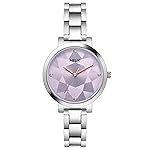 Helix by Timex Analog Watch for Women with Purple Round Dial & Silver Stainless Steel Bracelet Band Water Resistant Women’s Wrist Watches – TW041HL23