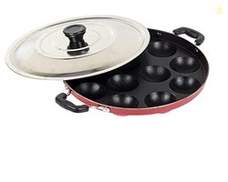 Mumma's LIFE Non-Stick 12 Cavity Grill Appam Patra 2 Side Handle with