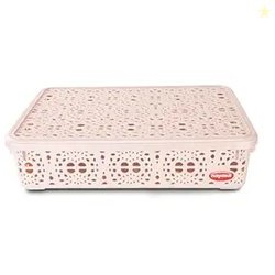 Nayasa Flower Storage Box Medium | Plastic Basket with Lid | Multipurp