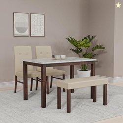 @home By Nilkamal Roxbury 4-Seater Dining Kit with Bench|Rubberwood an