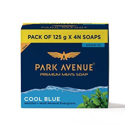 Park Avenue Premium Mens Soaps for Bath  Cool Blue | 125g (Pack of 4)