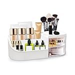 Make Up Organiser Cosmetic Storage Box with Drawers Dressing Table Organiser Makeup Box Beauty Organiser Large Makeup Box for Nail Polish Lipstick0895 White