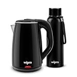 Wipro Elato Cool touch kettle and Vacuum Flask Combo | 1.8 liter cool touch electric Kettle | 24Hrs Hot and Cold Vacuum Flask, 1500 Watts, Black, Stainless Steel