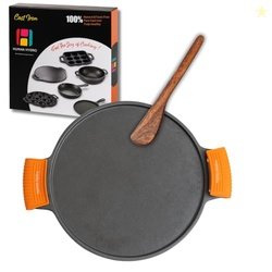 Human Hydro 12-Inch Cast Iron Dosa Tawa | Double Handle with Silicone