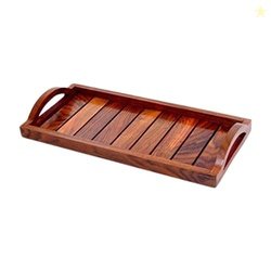 Hashcart Sheesham Wood Tray for Coffee Table Serving, Brown