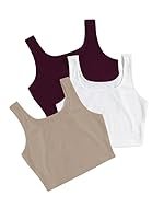 Toochki Women’s Knitted Sleeveless Solid Sqaure Neck Ribbed Tank & Crop Tops (Pack of 3)