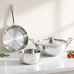 SOLARA Sterra Stainless Steel Cookware Set of 3, Frying Pan 22cm(1.7L)