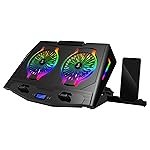 TAG Gamerz Thunder Laptop Cooling Pad â 2 Silent RGB Turbo Fans, 7 RGB Modes, Detachable Mobile Holder, 17 inch Notebook Support, 5 Level Height Adjustment, LCD Display, Dual USB Hub, Antislip Baffle