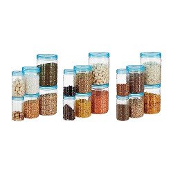 Amazon Brand - Solimo Checkered Jar Container, Set of 18 (6 pcs x 250