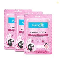 Everyuth Naturals Anti Pollution Pink Clay & Charcoal Sheet Mask Pack