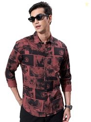 Ketch Men Cotton Slim Fit Printed Full Sleeve Shirt