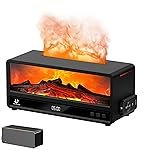Fire Place Diffuser -7 Color Flame Fireplace Aroma Essential Oil Diffuser,250ml Desktop Noiseless Aromatherapy Aroma Humidifier,Remote Control,Timer Auto-Off Protection for Home,Bedroom,Office(Black)