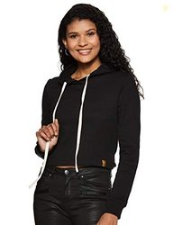 Campus Sutra Women Black Crop Hoodie(AW16_HCR_W_PLN_BL_XL)