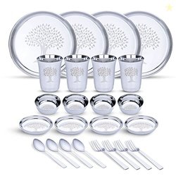 Limetro Steel Stainless Steel Dinner Set for 4 Persons | Complete Indi