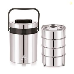 ATTRO Steel On 4 Insulated Tiffin Box 4 Stainless Steel Containers Eas