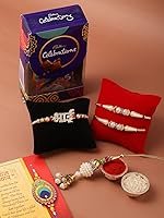 Cadbury 4 Rakhi Combo for Brother Bhabhi Kids with Celebration Chocolate Gift Pack/Rakshabandhan with Gift for Brother with chocolate combo/Lumba/Pearl Designer/Greeting Card