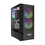 GAMDIAS Aura GC7 ARGB Mid-Tower Computer Case/Gaming Cabinet | Supports ATX, Micro-ATX, Mini-ITX | Pre Installed Front 2 x 120mm RGB/Rear: 1 x 120mm RGB Fan | Black