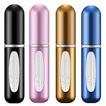 4 Pack 5ml Portable Mini Refillable Perfume Atomizer Spray Bottle Empty Easy to Fill Scent Aftershave Pump Case Travel Outgoing Purse Multicolor,Black