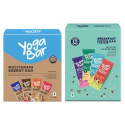 Yogabar Protein Bar Combo, 16 Bars | Multigrain Energy Bar x 10 and Br