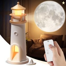 Desidiya Lighthouse Lamp Galaxy Moon Projector Lamp Night Light LED Li