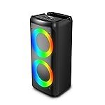 FRONTECH Multimedia Party Speaker | 20W Output | Dual 4″ Drivers | RGB Light Tower Design | Bluetooth 5.0 | 2400mAh Battery | TWS, FM, USB, AUX, MIC | Portable Speaker | 1 Year Warranty (SW-0250)