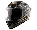 Vega Bolt Superhero ISI Certified Full Face Motorcycle Helmet with Impact Resistant ABS Shell High Density EPS Liner Scratch Resistant Visor Quick Release Buckle Comfortable Inner Padding Black Grey Helmet-M
