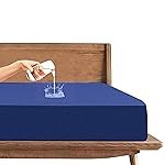 Trance Cotton Feel Terry Ultra Soft Waterproof Mattress Protector | Breathable – Hypoallergenic Mattresses Cover (78×66 inch | 6.5×5.5 feet, Classic Blue – Pack of 1)