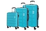 Kamiliant by American Tourister 3 Pc Harrier Edge 8W Set 56 Cm, 68 Cm & 78 Cm – Small, Medium & Large Polypropylene(PP) Hardside 8 Wheels Spinner Luggage Set/Trolley Bag Set (Light Blue)