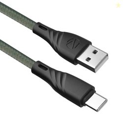 Zebronics USB to Type C Braided Nylon Cable, 33W, 3A Max, 1.5 Meters,