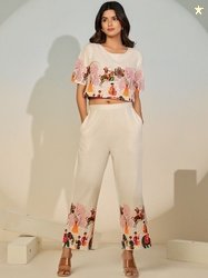 Sangria Floral Printed Tunic with Trousers