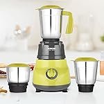 Borosil Max 500 W Mixer Grinder | Wet & Dry Mixing, Grinding & Blending | 3 Jars with PP Lid (1.2 L Blending, 0.8 L Grinder, 0.4 L Chutney Jar) | Mixie For Kitchen, Yellow | 2 Years Warranty