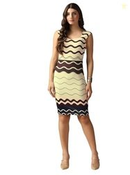 Selvia Western Ribbed Lycra Printed One Piece Bodycon (862DTK12801N-M_