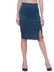 Selvia Spandex Sheath Skirt (383TK201N-S_Teal Blue_S)