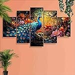 SAF Peacock Paintings for Wall Decoration – Set Of Five, 3d Scenery Vastu Painting for Living Room Large Size with Frames for Home Decoration, Hotel, Office 76.2 cm x 45 cm SANFPNLS35471