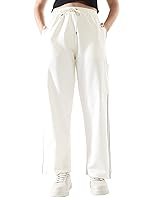 High Star Women Solid Wide Leg High-Rise Casual Cotton Track Pants