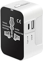 rts Universal Travel Adapter – Type C USB-C, 3-in-1 Universal Adapter Plug, Travel Accessory With 1 USB-C, 2.4A, All-In-One For Phone, Laptop, Mobile, Tablet, White