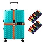 Pack of 2 Luggage Strap | Luggage Belt for Suitcase & Trolley Bags | Travel Belt with Quick Release Adjustable Buckle for Suitcase | Rainbow