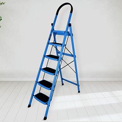 Plantex Premium 6 Step Ladder/Steel Ladder for Home Use/Wide Anti Skid